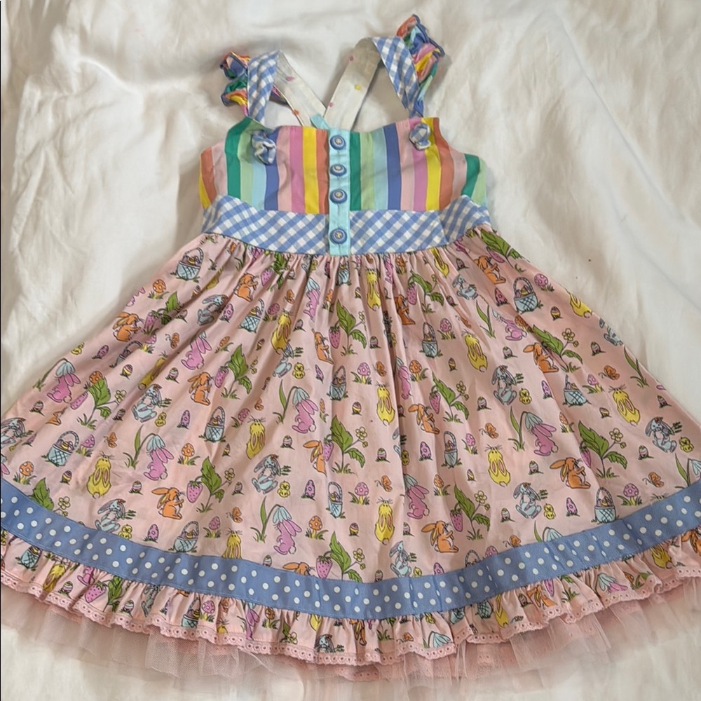 Matilda Jane Easter Colorful Striped and Floral Kids Dress